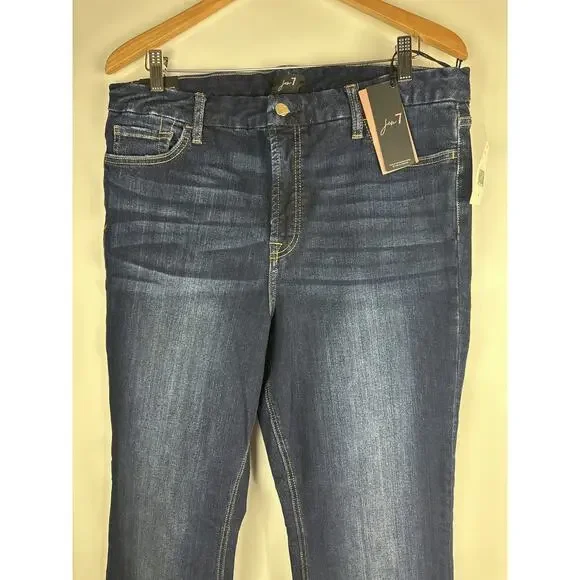 NWT JEN7 Split-Hem Slim Bootcut Jeans Dark Wash Sandblasted Stretch Plus Size 16 - Picture 3 of 14